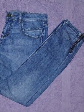 Allen B Medium Wash Blue Skinny Jeans w/ Zippered Ankle Design, Size 12 Womens